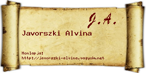 Javorszki Alvina névjegykártya